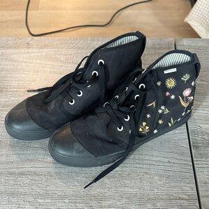 Black Floral High-Top Sneakers